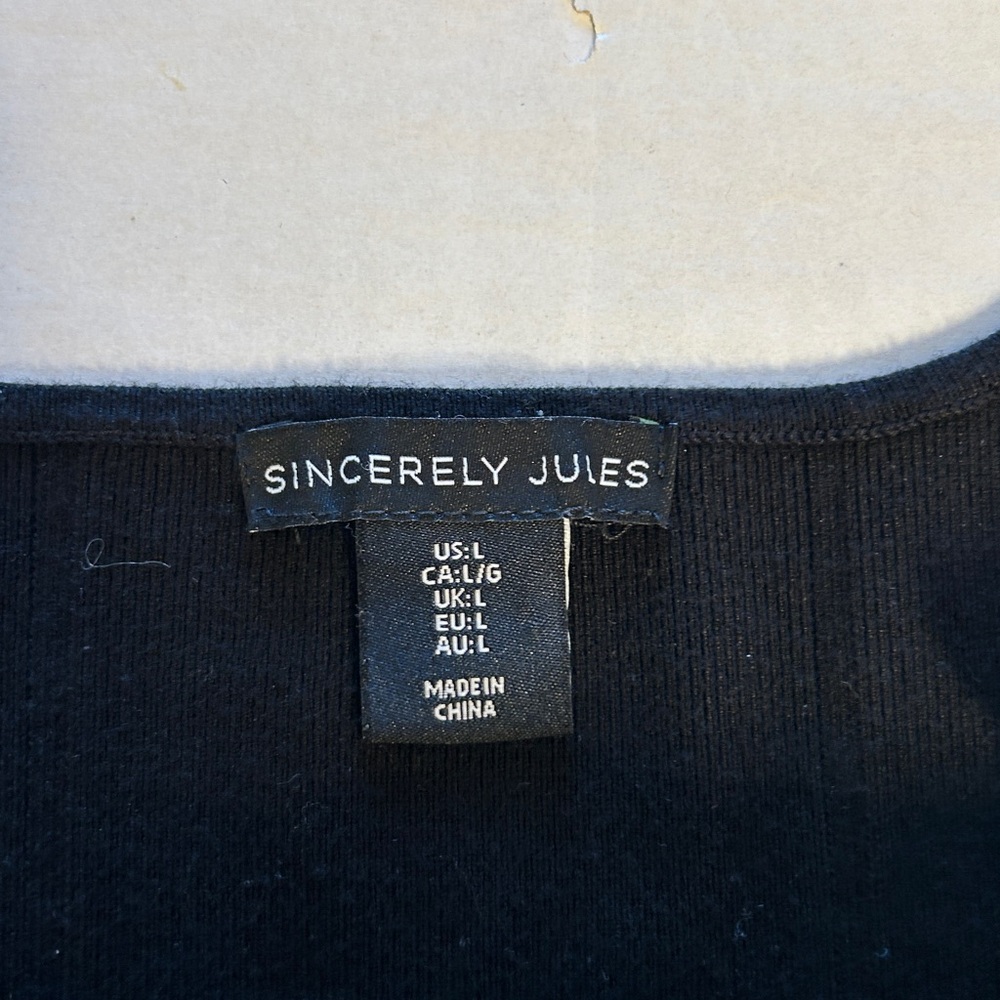 Sincerely Jules Black Ribbed Corset Style Cropped Tank Top  Sz L - Picture 7 of 10